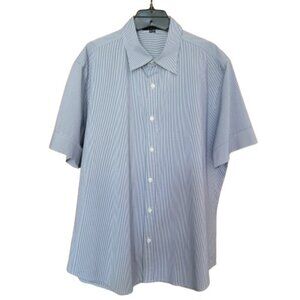 Theory Casual Short Sleeve Button Down Navy White Check XL
